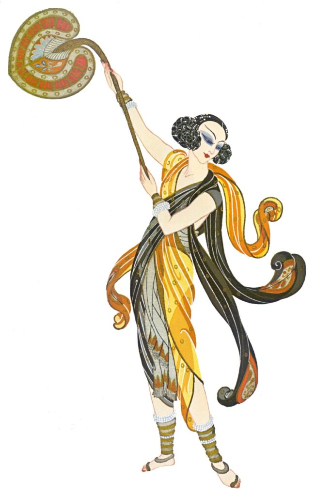 Fan bearing slave girl, Legendary Kings - Erté Tablo