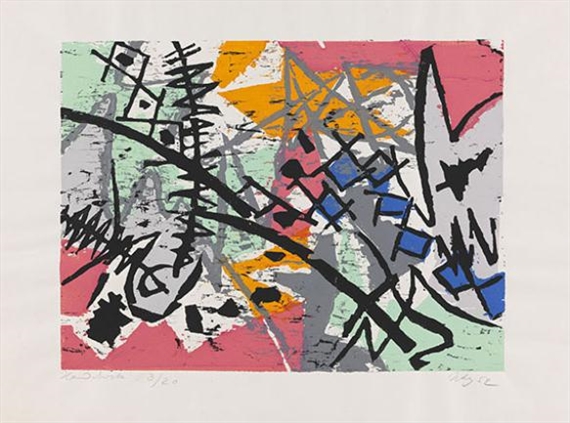 Farbholzschnitt 1952 4 (1952) – Ernst Wilhelm Nay Tablo