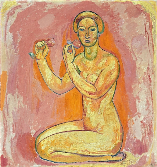 Female Nude with Flowers (The Truth) (1913) – Cuno Amiet Tablo