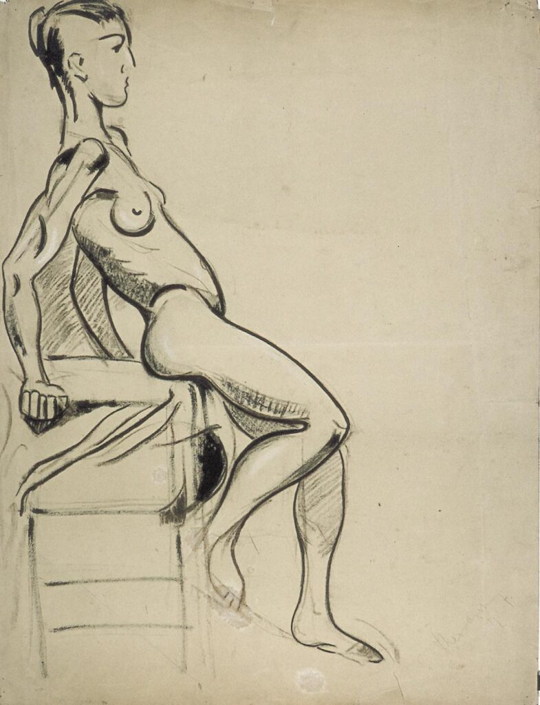 Female nude on a chair (1931) - Theo van Doesburg Tablo