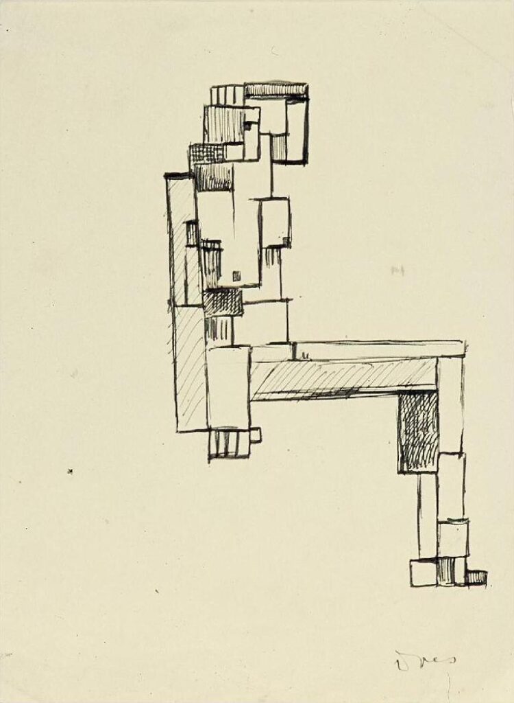 Female nude with hand on her head (1917) – Theo van Doesburg Tablo