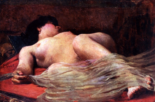 Female nude with veil (1894) – Eliseu Visconti Tablo