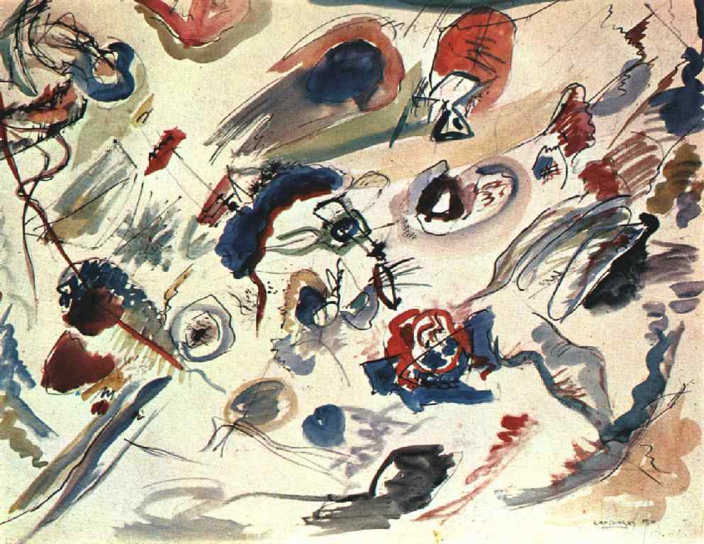 First abstract watercolor (1910) – Wassily Kandinsky Tablo