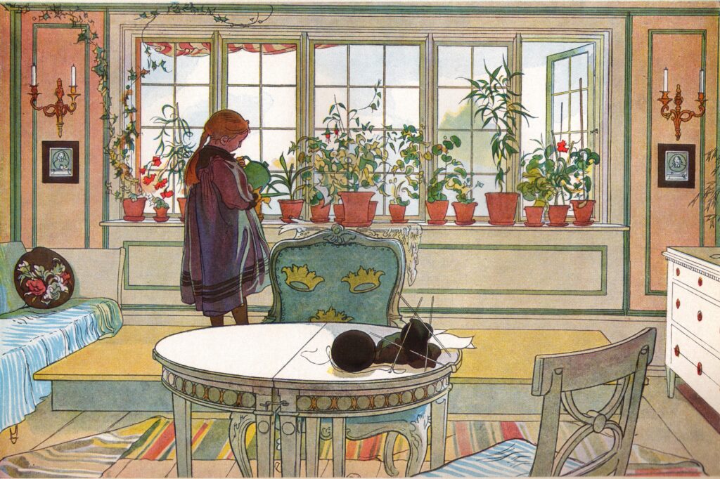 Flowers on the windowsill (1894) - Carl Larsson Tablo