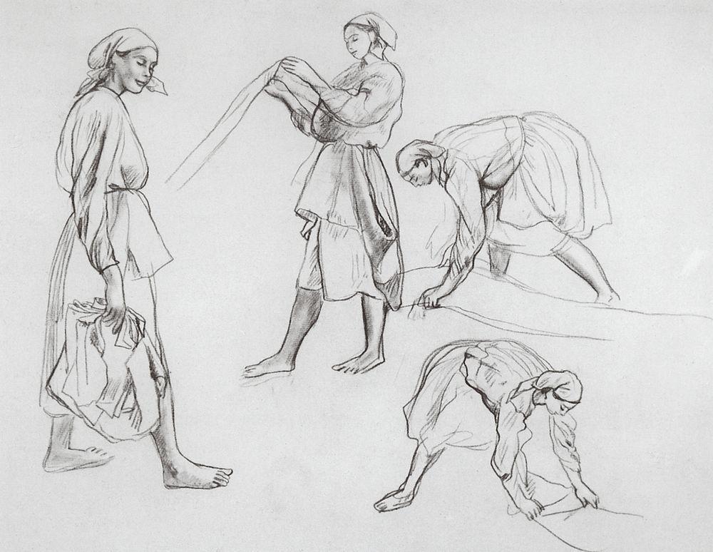 Four female figures (1916) – Zinaida Serebriakova Tablo