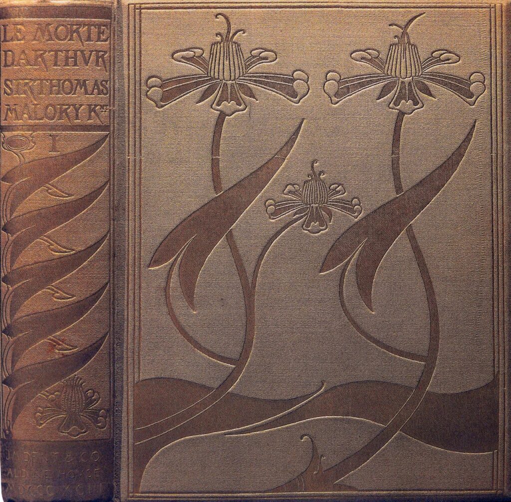 Front Cover and spine of Le Morte Darthur (1893) - Aubrey Beardsley Tablo