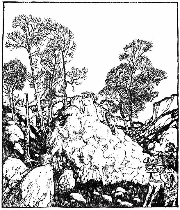 Gawain arrives at the Green Chapel – Arthur Rackham Tablo