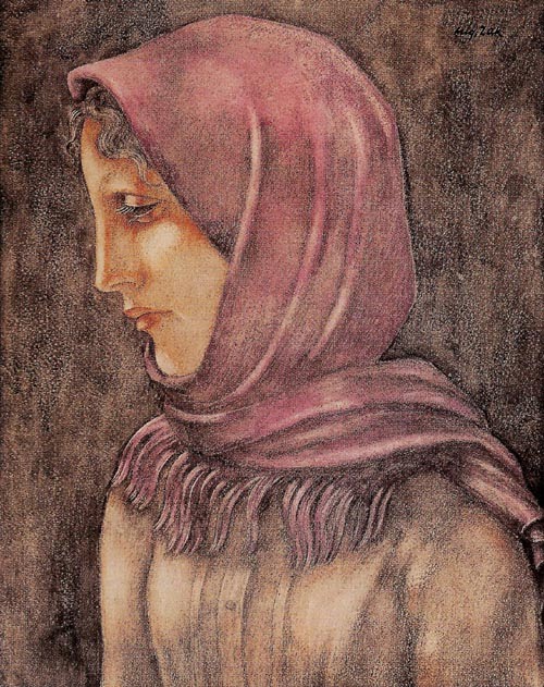Girl in a Pink Shawl (1913) – Eugeniusz Zak Tablo