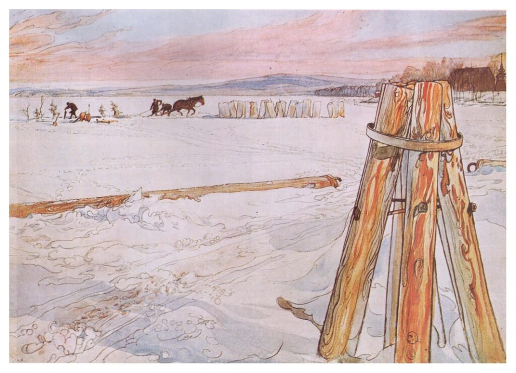 Harvesting ice (1905) - Carl Larsson Tablo