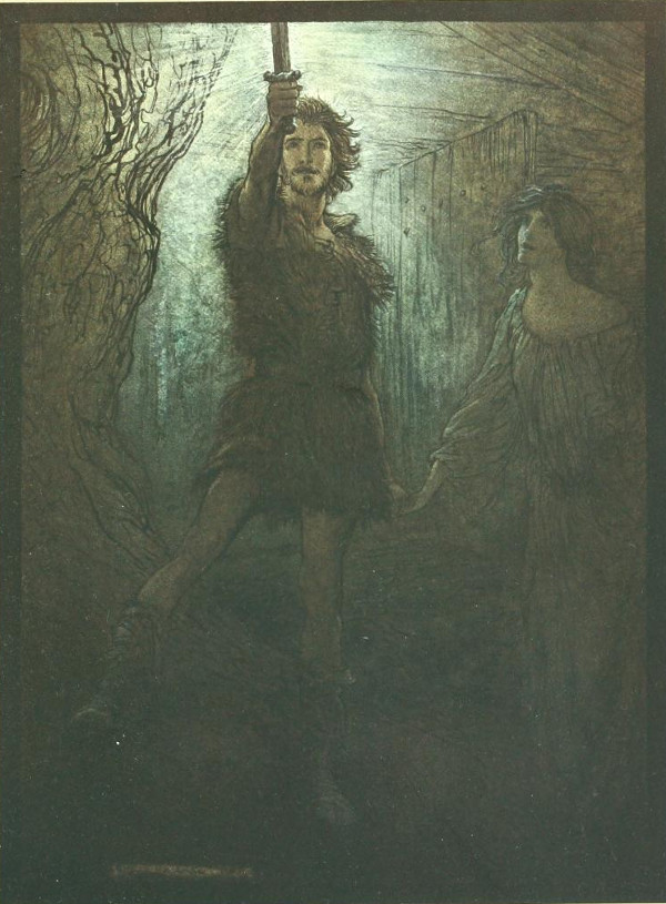 He brings thee this sword – Arthur Rackham Tablo