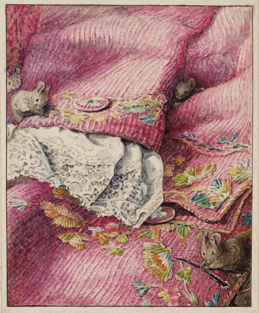 Helen Beatrix PotterThe Mice Stitching Button Holes (1902) - Beatrix Potter Tablo