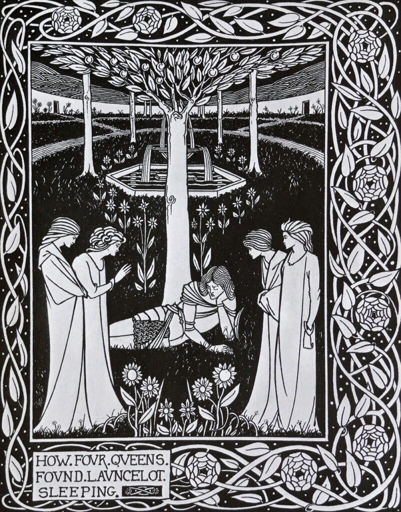 How Four Queens found Launcelot Sleeping - Aubrey Beardsley Tablo