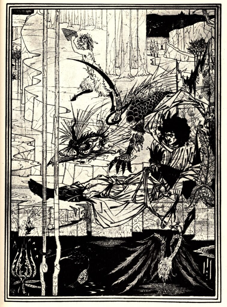How King Arthur Saw the Questing Beast – Aubrey Beardsley Tablo