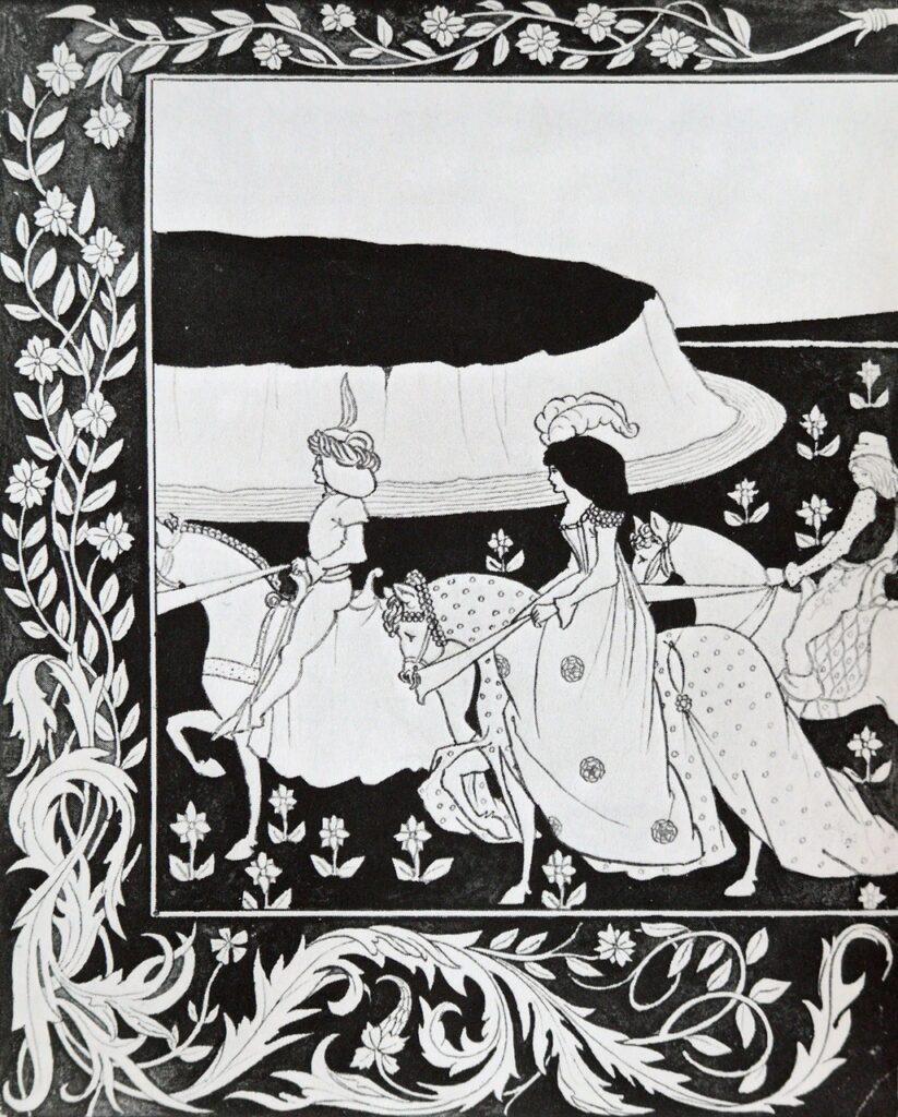 How Queen Guenever rode on Maying I (1893) – Aubrey Beardsley Tablo