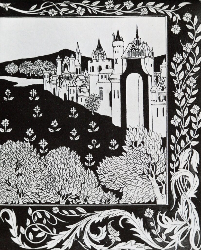 How Queen Guenever rode on Maying II (1893) – Aubrey Beardsley Tablo