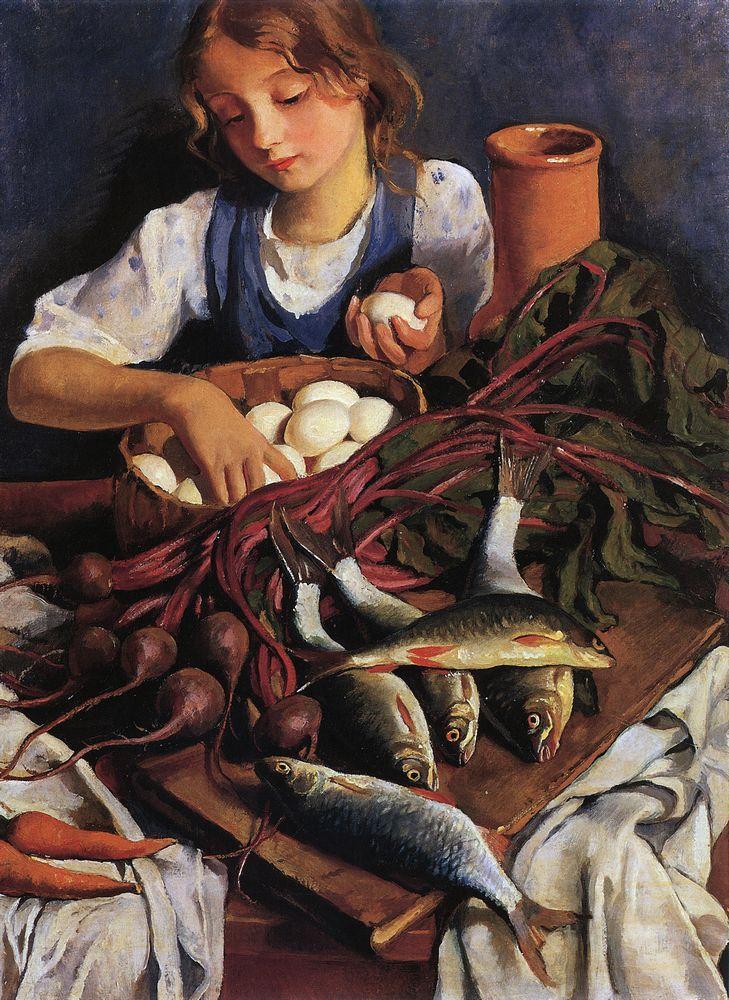 In the kitchen (1923) – Zinaida Serebriakova Tablo