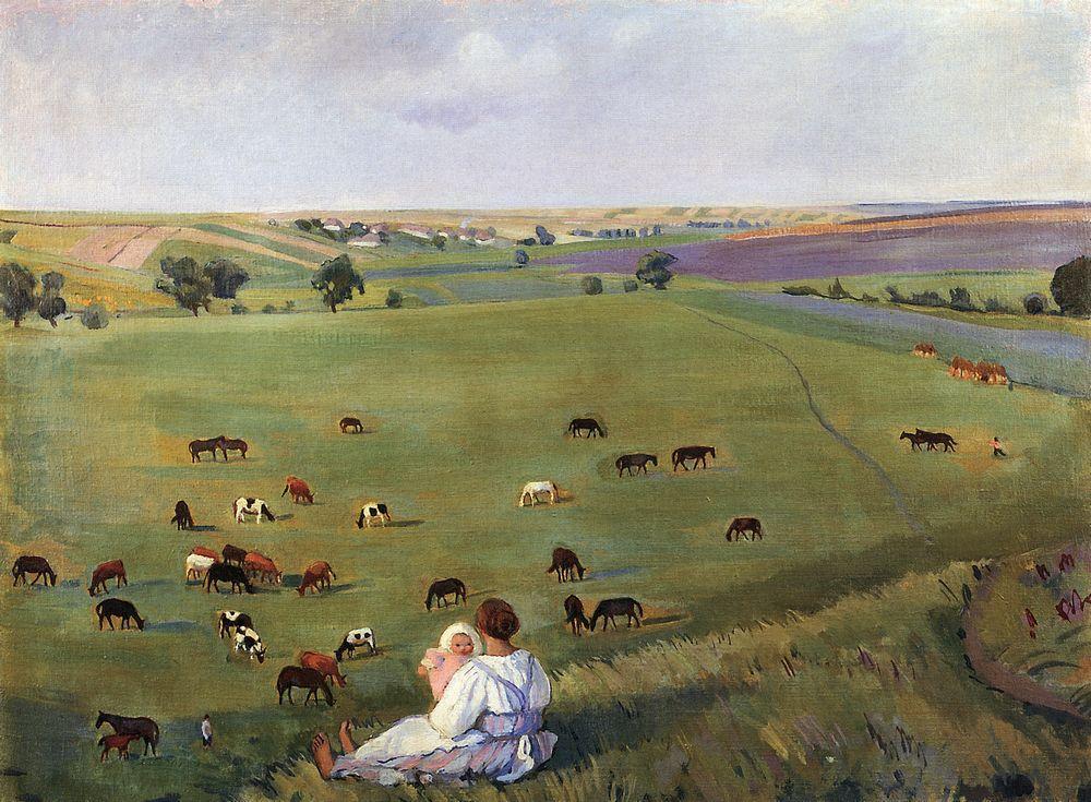 In the meadow (1912) – Zinaida Serebriakova Tablo