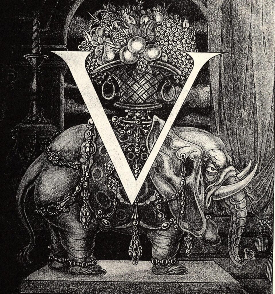 Initial Letter 'V' to Volpone (1898) - Aubrey Beardsley Tablo
