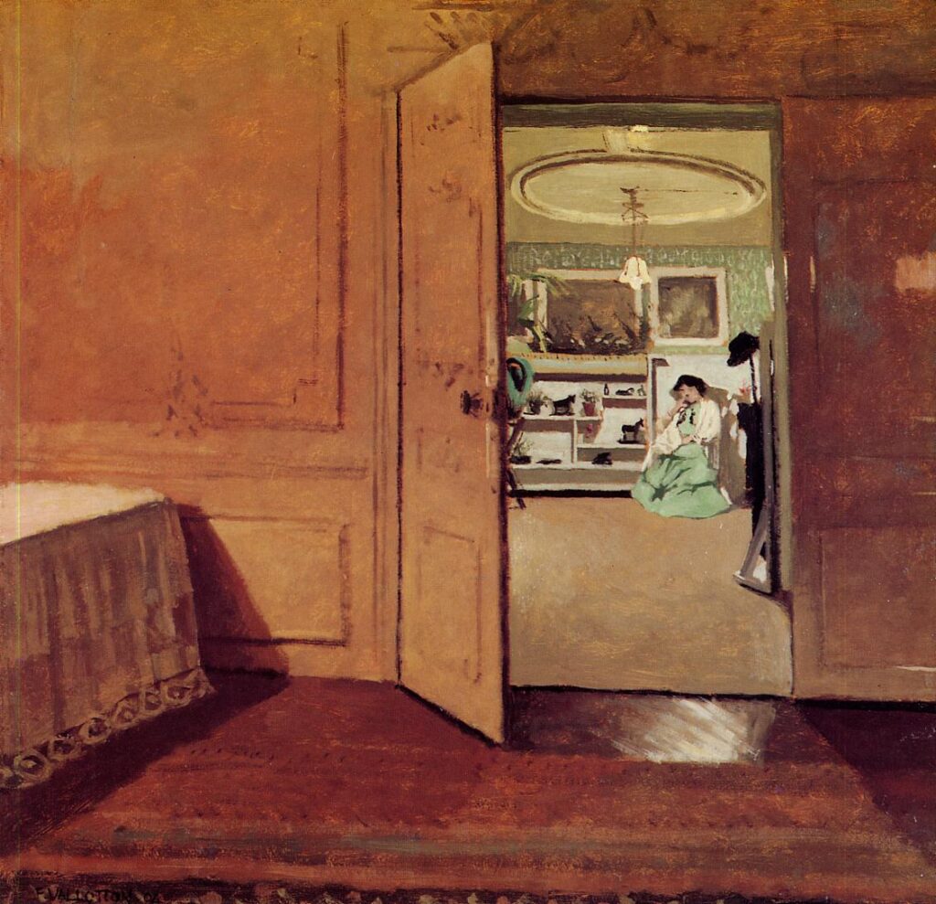 Interior, Vestibule by Lamplight (1904) - Félix Vallotton Tablo