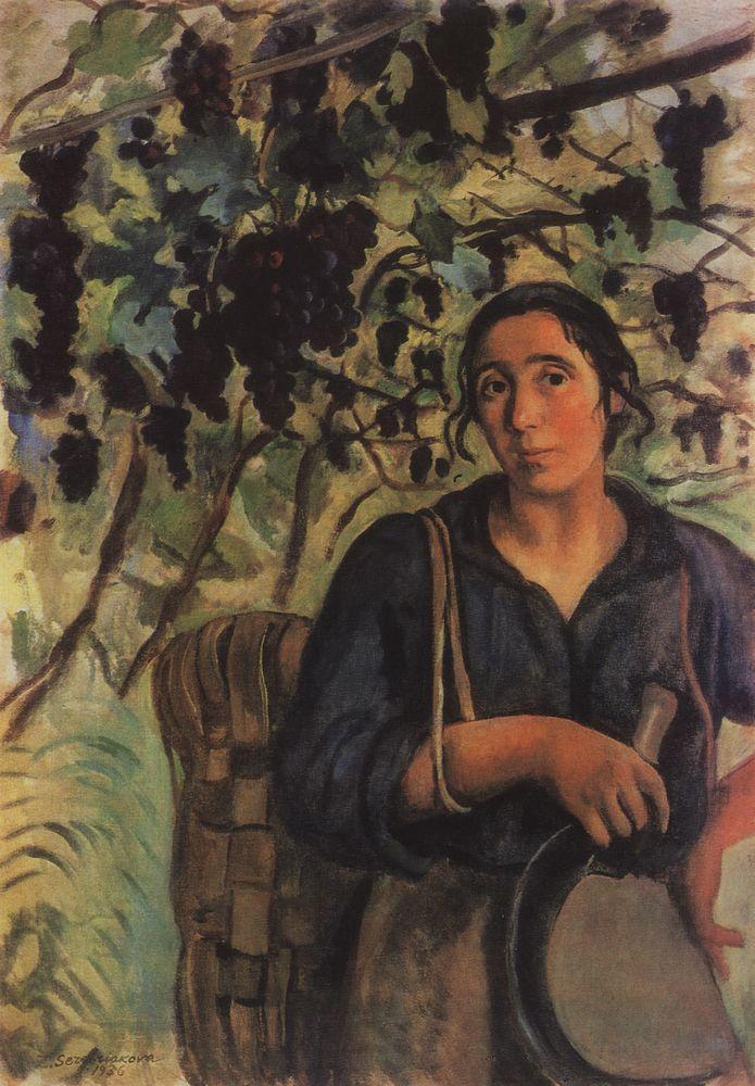 Italian peasant woman in a vineyard (1936) – Zinaida Serebriakova Tablo