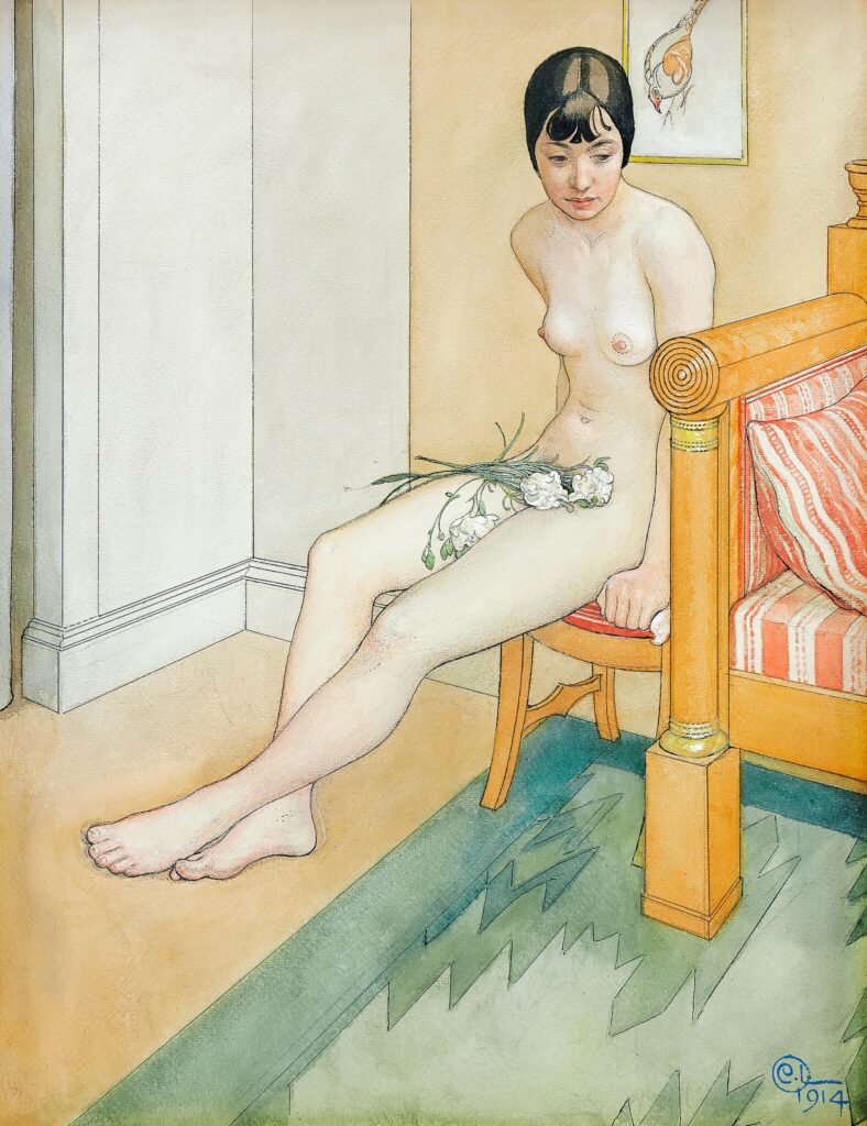 Japanese nude model (1914) - Carl Larsson Tablo