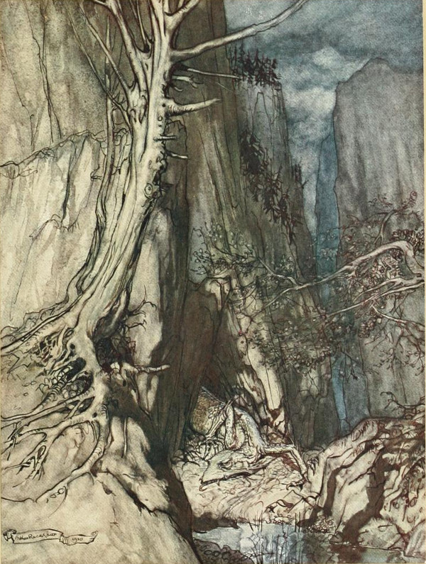 Keeps watch over Alberich’s ring – Arthur Rackham Tablo