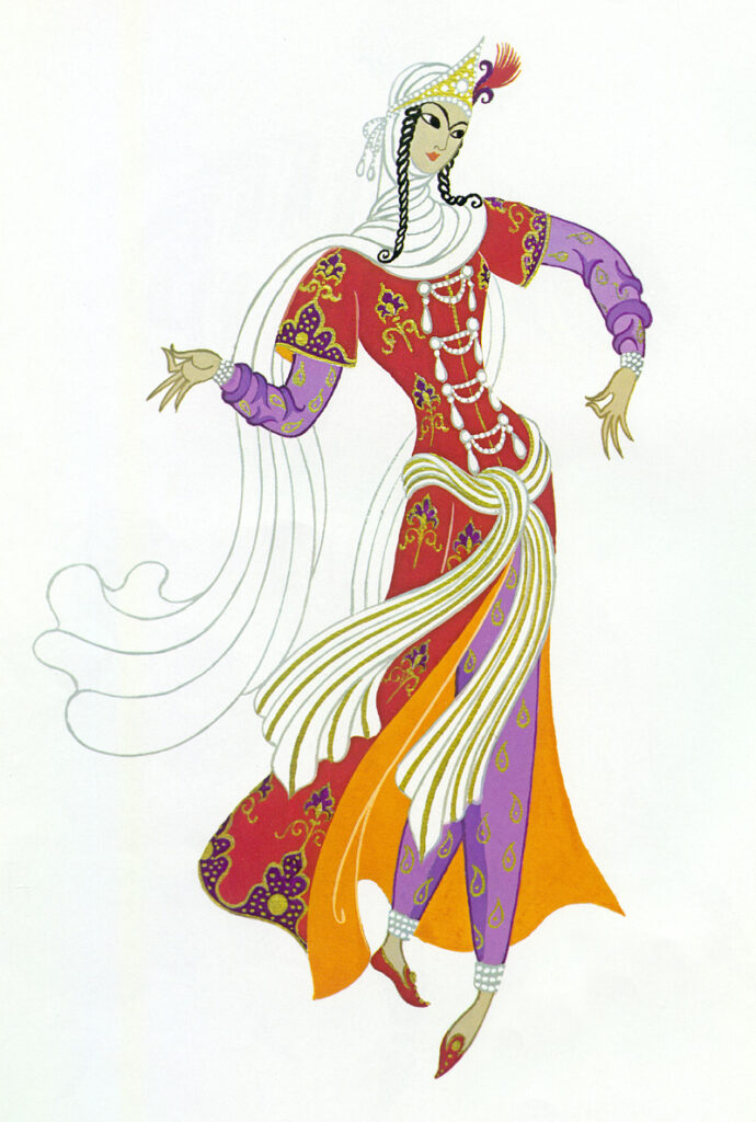 Lady in waiting, project for Sheherazade - Erté Tablo