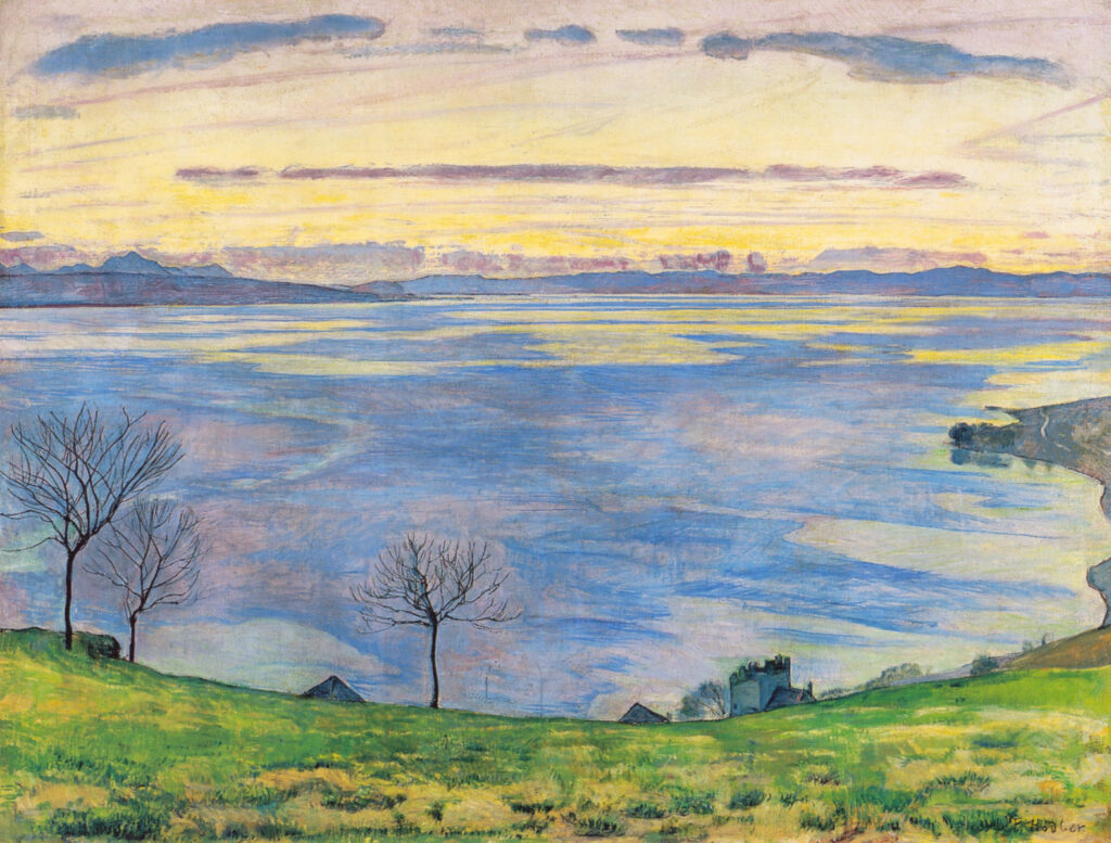 Lake Geneva on the evening in Chexbres (1895) – Ferdinand Hodler Tablo