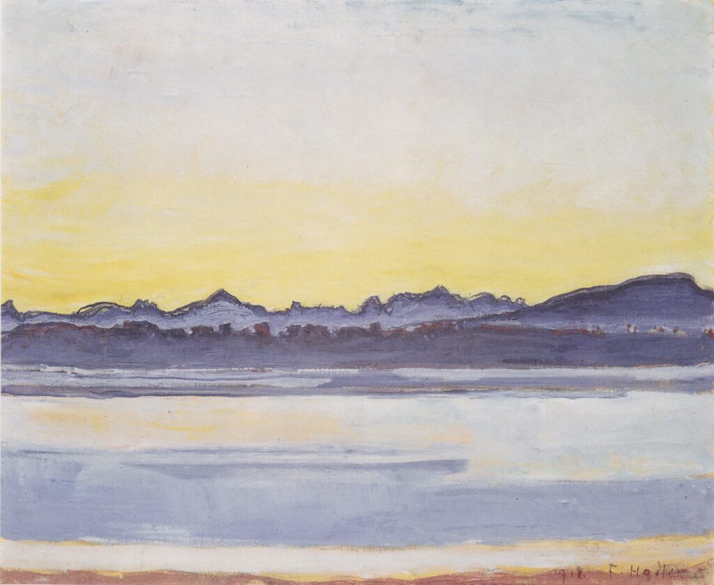 Lake Geneva with Mont Blanc before sunrise (1918) - Ferdinand Hodler Tablo