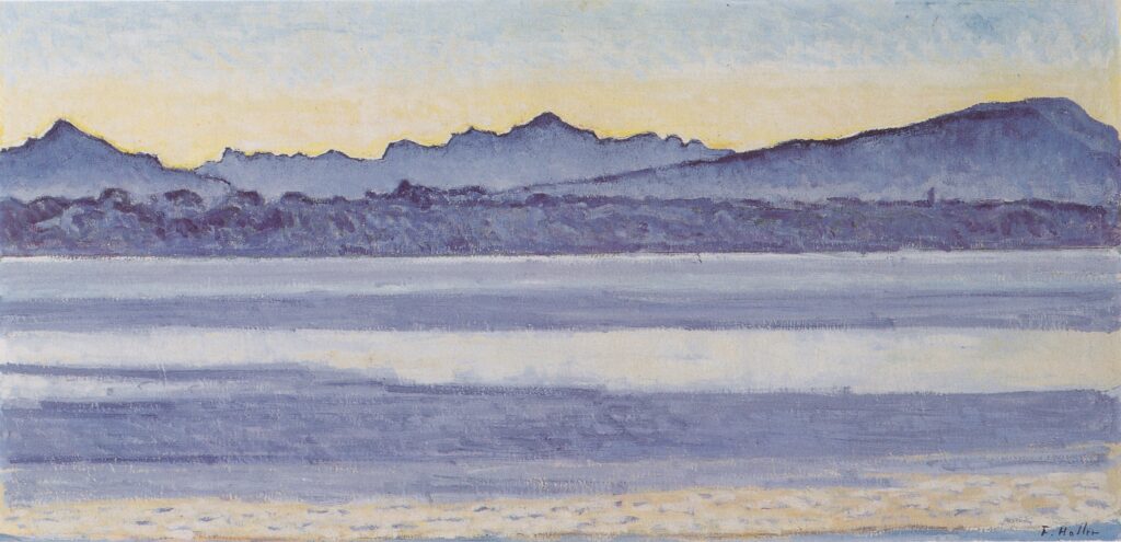 Lake Geneva with Mont Blanc in the morning light (1918) - Ferdinand Hodler Tablo