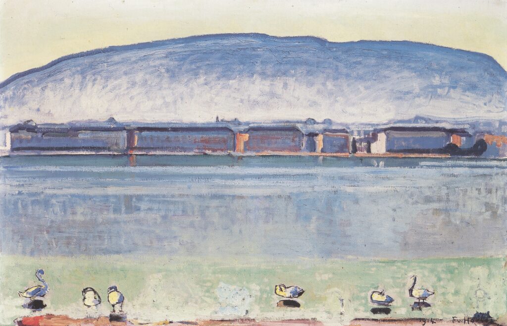 Lake Geneva with six swans (1914) – Ferdinand Hodler Tablo