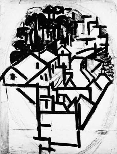 Landscape (study for composition XII) (1918) – Theo van Doesburg Tablo