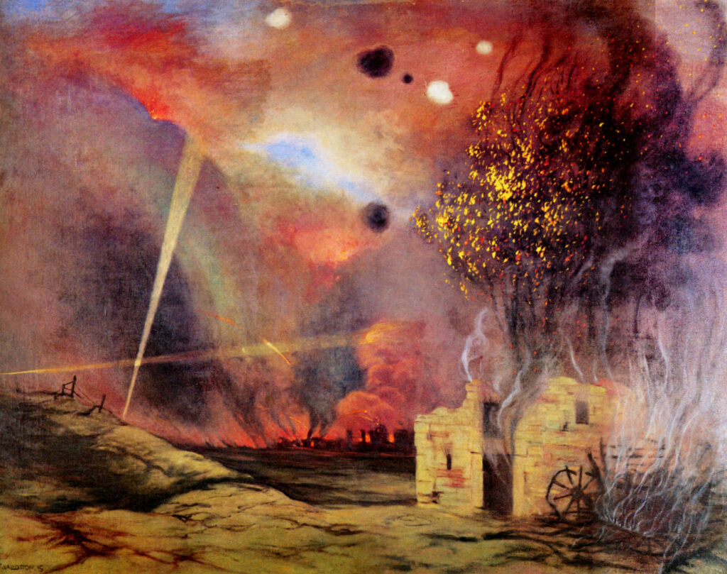 Landscape off ruins and fires (1914) - Félix Vallotton Tablo