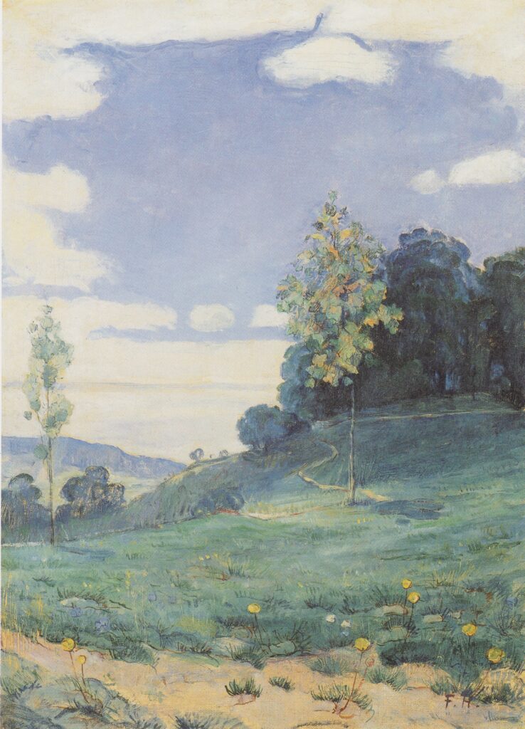 Landscape with two small trees (1893) – Ferdinand Hodler Tablo