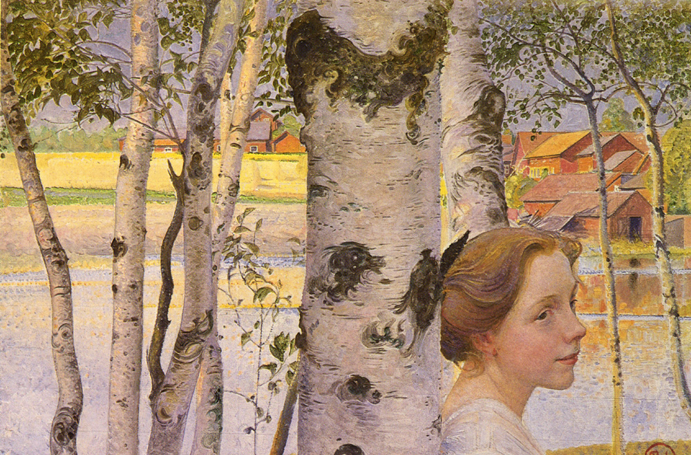 Lisbeth at the birch grove (1910) – Carl Larsson Tablo