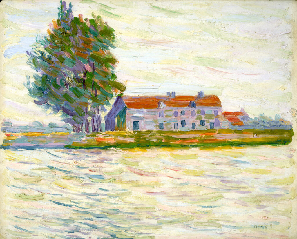 Maison au bord du Fleuve (1906) - Auguste Herbin Tablo