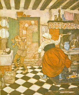 Many’s the beating he had from the broomstick or the ladle – Arthur Rackham Tablo