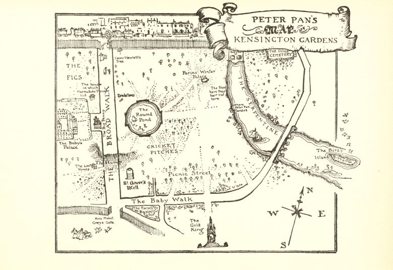Map of Peter Pan’s Kensington Gardens – Arthur Rackham Tablo