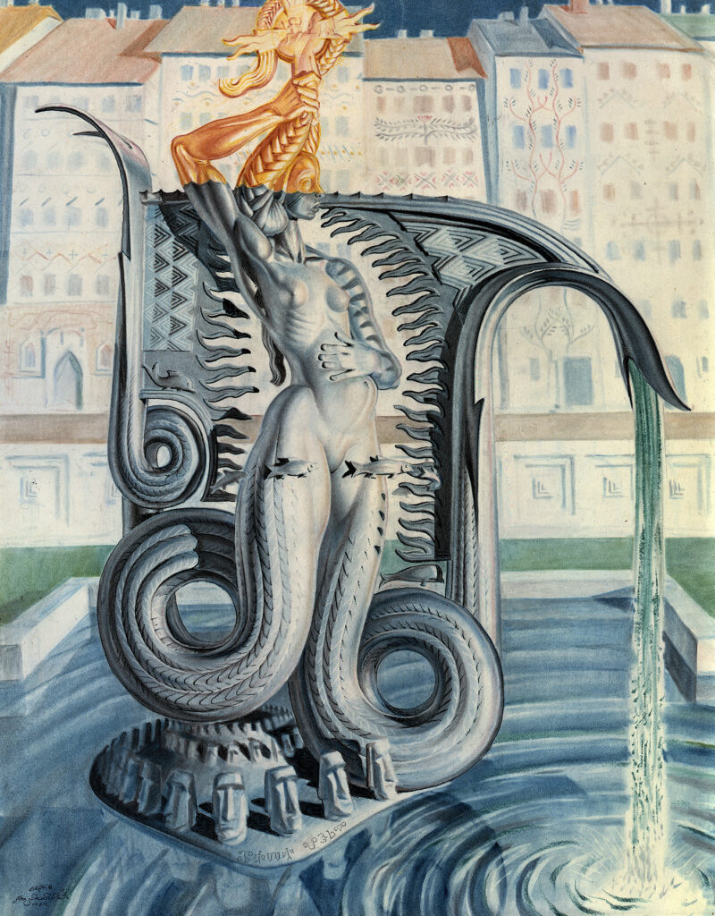 Monument for the Mermaid of Warsaw (1954) - Stanisław Szukalski Tablo