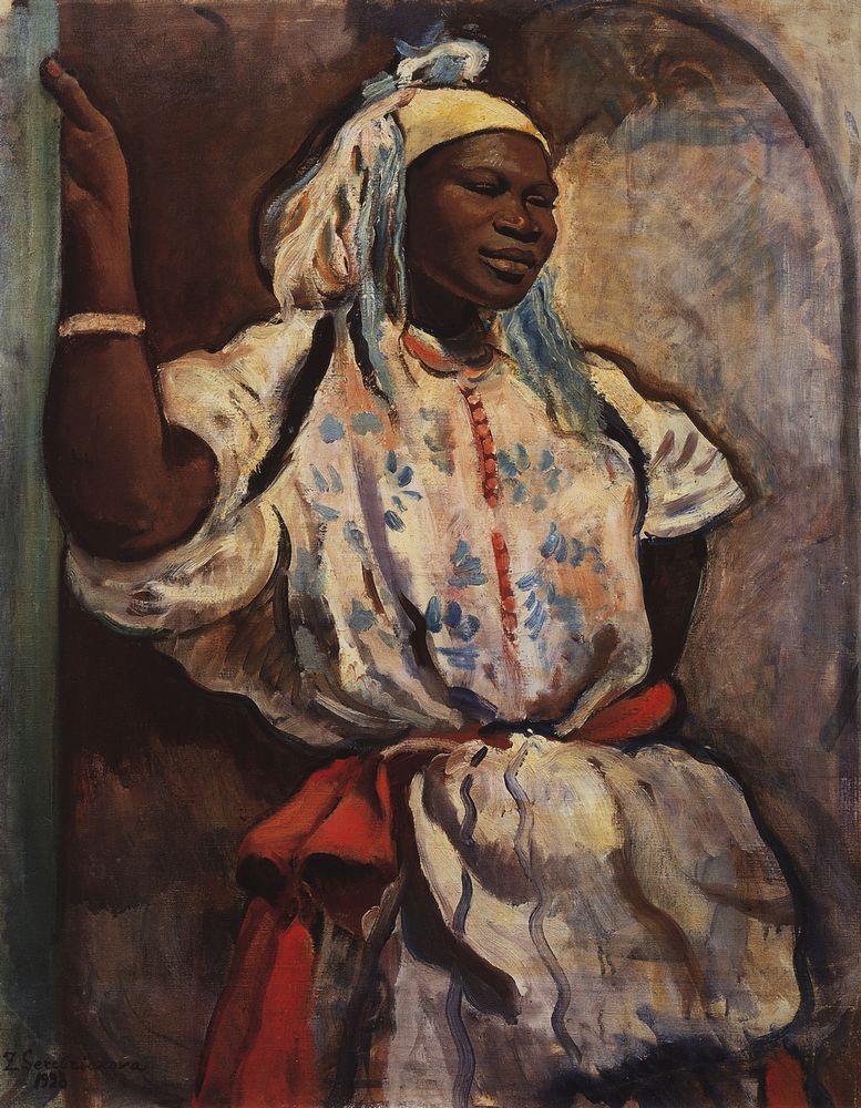 Moroccan woman in white (1928) – Zinaida Serebriakova Tablo