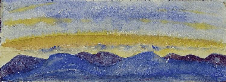 Mountain chain at sunset – Cuno Amiet Tablo