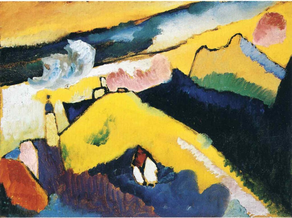 Mountain landscape with church (1910) - Wassily Kandinsky Tablo