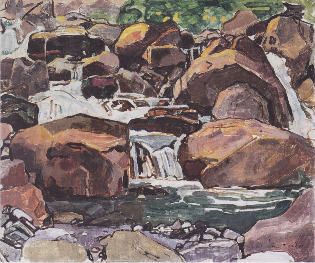 Mountain stream near Champéry (1916) - Ferdinand Hodler Tablo