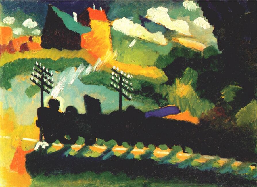 Murnau view with railway and castle (1909) – Wassily Kandinsky Tablo
