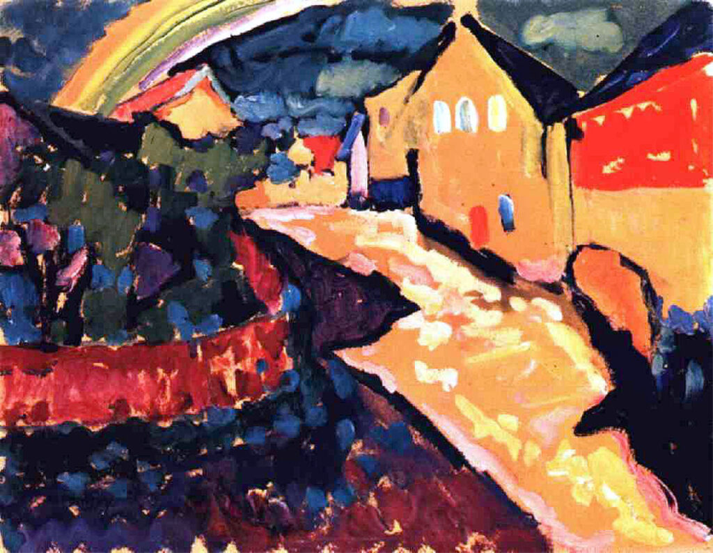 Murnau with rainbow (1909) - Wassily Kandinsky Tablo