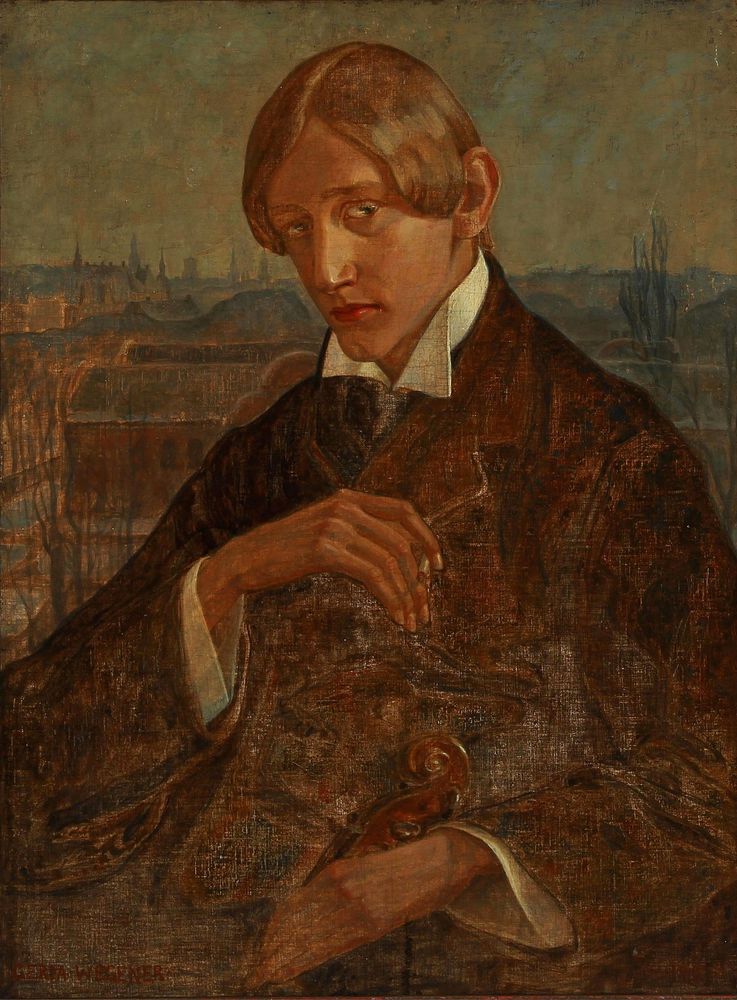 Musician Smoking a Cigarette in the Background of Copenhagen – Gerda Wegener Tablo