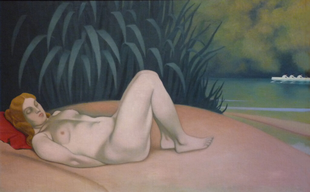 Naked woman sleeping at the edge of the water (1921) - Félix Vallotton Tablo