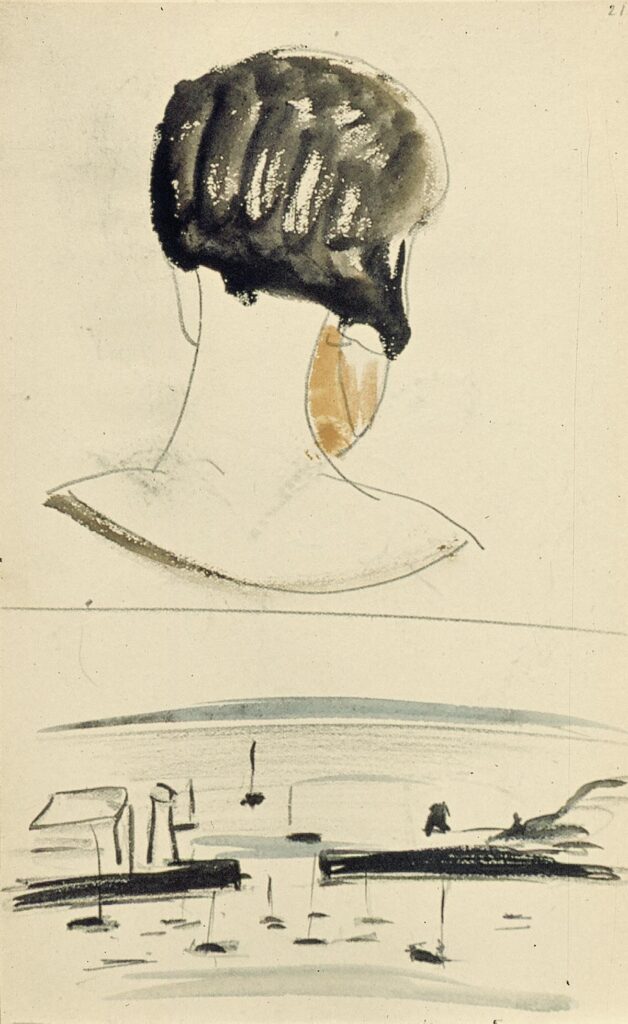 Nelly van Doesburg Viewed from behind, and a harbor scene (1924) – Theo van Doesburg Tablo