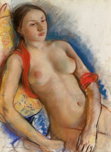 Nude with red scarf (1932) – Zinaida Serebriakova Tablo