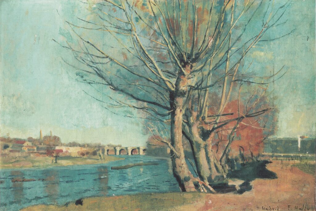 On the banks of the Manzanares (1878) - Ferdinand Hodler Tablo